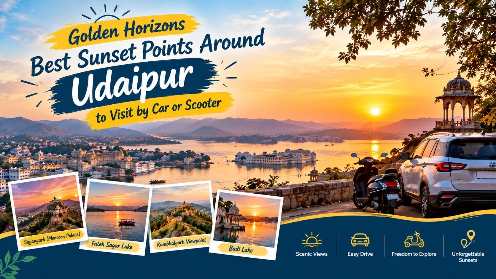 Best Sunset Points Around Udaipur to Visit by Car or Scooter
